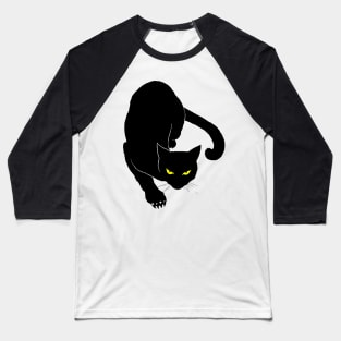 Prowling Black Cat Baseball T-Shirt